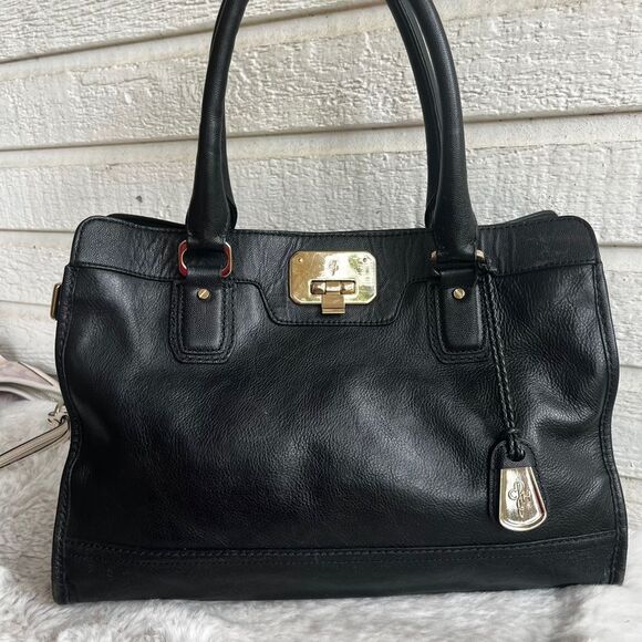 Cole Haan Handbags - COLE HAAN Black Leather Laptop Work Tote Shoulder Bag Valise Kendra